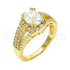 Oro Laminado Multi Stone Ring, Gold Filled Style with White Cubic Zirconia and White Crystal, Polished, Golden Finish, 01.99.0070.09 (Size 9)