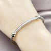 Rhodium Plated Individual Bangle, with White Cubic Zirconia, Polished, Rhodium Finish, 07.60.0015.1