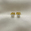 Oro Laminado Stud Earring, Gold Filled Style with White Cubic Zirconia, Polished, Golden Finish, 5.128.025