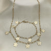 Oro Laminado Necklace and Bracelet, Gold Filled Style Flower Design, Polished, Golden Finish, 06.63.0202