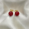 Oro Laminado Stud Earring, Gold Filled Style Ball Design, with Garnet Pearl, Polished, Golden Finish, 02.63.2121.3