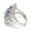 Rhodium Plated Multi Stone Ring, with Multicolor and White Cubic Zirconia, Polished, Rhodium Finish, 01.206.0001.1.09 (Size 9)