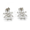 Sterling Silver Stud Earring, Flower Design, with White Cubic Zirconia, Polished, Rhodium Finish, 02.175.0112