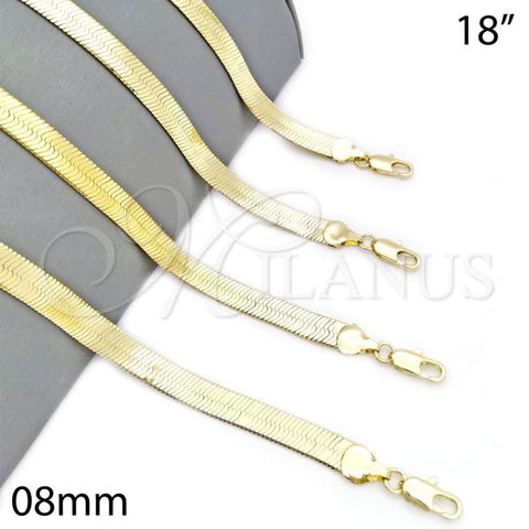 Oro Laminado Basic Necklace, Gold Filled Style Herringbone Design, Polished, Golden Finish, 5.221.007.1.18