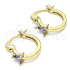 Oro Laminado Small Hoop, Gold Filled Style with Amethyst Cubic Zirconia, Polished, Golden Finish, 02.210.0501.3.12