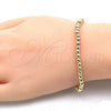 Oro Laminado Fancy Bracelet, Gold Filled Style Expandable Bead Design, Polished, Golden Finish, 03.207.0081.07