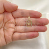 Oro Laminado Fancy Pendant, Gold Filled Style Initials Design, Polished, Golden Finish, 05.02.0069.10