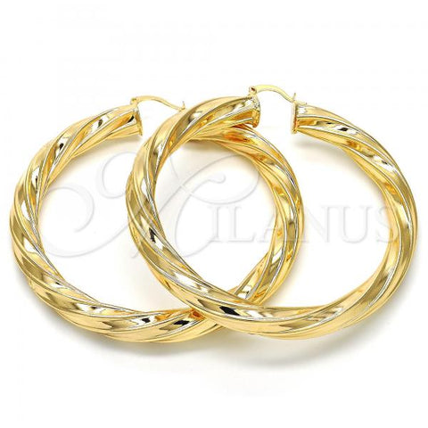 Oro Laminado Extra Large Hoop, Gold Filled Style and Hollow Polished, Golden Finish, 02.170.0219.70