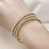 Oro Laminado Trio Bangle, Gold Filled Style Ball and Twist Design, Polished, Tricolor, 07.170.0047