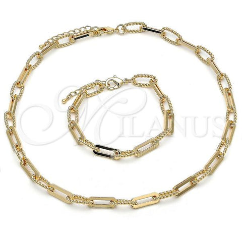 Oro Laminado Necklace and Bracelet, Gold Filled Style Polished, Golden Finish, 06.415.0001
