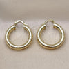 Oro Laminado Medium Hoop, Gold Filled Style Hollow Design, Diamond Cutting Finish, Golden Finish, 02.213.0313.30