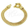 Oro Laminado Fancy Bracelet, Gold Filled Style Greek Key Design, Polished, Golden Finish, 03.179.0026.08
