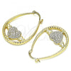Oro Laminado Medium Hoop, Gold Filled Style Heart Design, with White Crystal, Diamond Cutting Finish, Golden Finish, 02.380.0058.30
