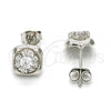 Sterling Silver Stud Earring, with White Cubic Zirconia, Polished, Rhodium Finish, 02.285.0020
