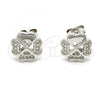 Sterling Silver Stud Earring, with White Micro Pave, Polished, Rhodium Finish, 02.285.0006