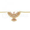 Oro Laminado Pendant Necklace, Gold Filled Style Eagle Design, with Rose Cubic Zirconia, Polished, Golden Finish, 04.156.0188.2.20