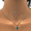 Oro Laminado Pendant Necklace, Gold Filled Style Star Design, with Green Opal and White Micro Pave, Polished, Golden Finish, 04.63.1325.3.18