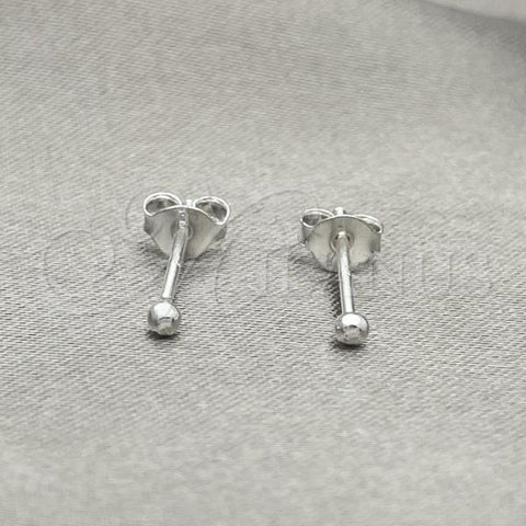 Sterling Silver Stud Earring, Ball Design, with White Cubic Zirconia, Polished, Silver Finish, 02.401.0055.02