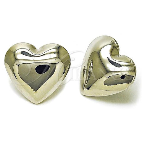 Rhodium Plated Stud Earring, Heart and Hollow Design, Polished, Rhodium Finish, 02.411.0037.1