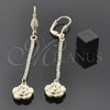 Oro Laminado Long Earring, Gold Filled Style Flower Design, with  Cubic Zirconia, Golden Finish, 5.086.010