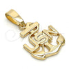 Oro Laminado Fancy Pendant, Gold Filled Style Anchor Design, Polished, Golden Finish, 5.182.038
