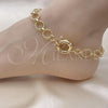 Oro Laminado Fancy Anklet, Gold Filled Style Rolo and Twist Design, Polished, Golden Finish, 03.415.0006.10