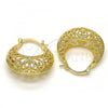 Oro Laminado Medium Hoop, Gold Filled Style Heart Design, Diamond Cutting Finish, Golden Finish, 02.170.0173.30