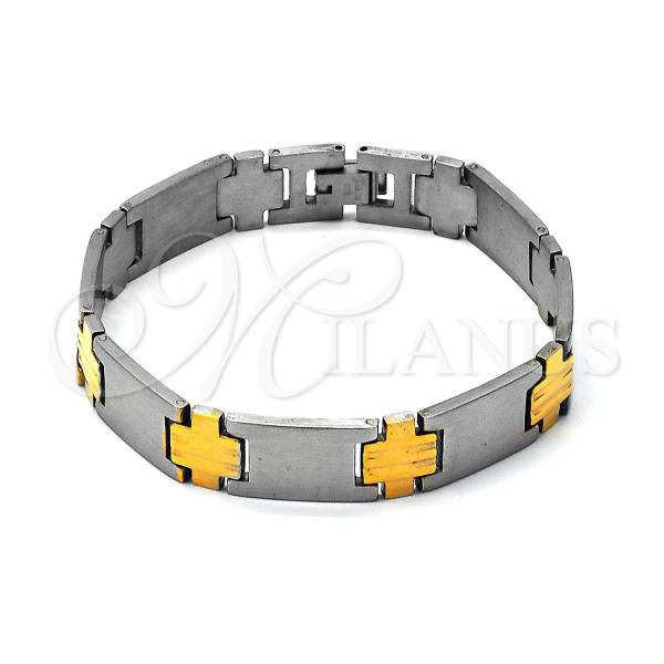 Stainless Steel Solid Bracelet, Polished, Two Tone, 03.63.1419.08