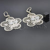 Oro Laminado Dangle Earring, Gold Filled Style Flower and Filigree Design, Polished, Tricolor, 5.102.008.1