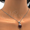 Rhodium Plated Pendant Necklace, Heart Design, with Siam and Aurore Boreale Swarovski Crystals, Polished, Rhodium Finish, 04.239.0044.9.18