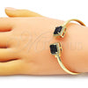 Oro Laminado Individual Bangle, Gold Filled Style with Black Cubic Zirconia and White Micro Pave, Polished, Golden Finish, 07.381.0002.5