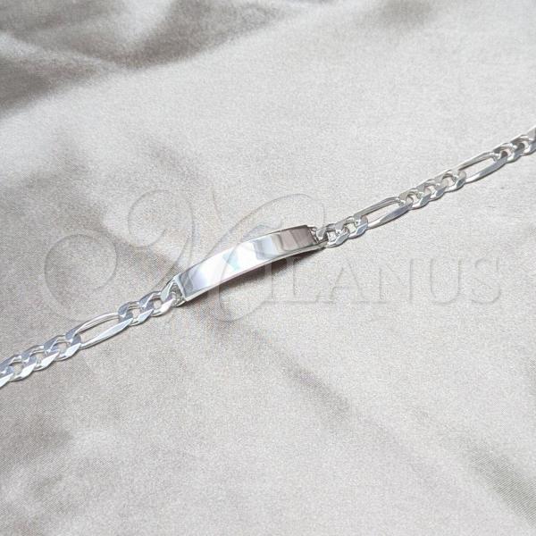 Sterling Silver ID Bracelet, Figaro Design, Polished, Silver Finish, 03.420.0010.09.1