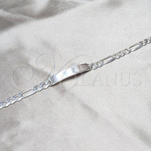 Sterling Silver ID Bracelet, Figaro Design, Polished, Silver Finish, 03.420.0010.09.1