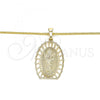 Oro Laminado Pendant Necklace, Gold Filled Style Divino Niño Design, Polished, Golden Finish, 04.106.0044.1.20