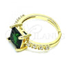 Oro Laminado Multi Stone Ring, Gold Filled Style with Green Cubic Zirconia and White Micro Pave, Polished, Golden Finish, 01.284.0056