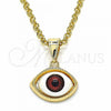 Oro Laminado Fancy Pendant, Gold Filled Style Evil Eye Design, Red Resin Finish, Golden Finish, 05.351.0050.1