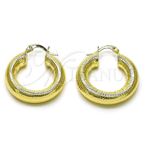 Oro Laminado Medium Hoop, Gold Filled Style Hollow Design, Polished, Golden Finish, 02.213.0768.25