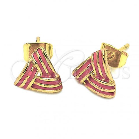 Oro Laminado Stud Earring, Gold Filled Style Love Knot Design, Red Enamel Finish, Golden Finish, 5.126.029.1 *PROMO*