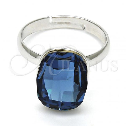Rhodium Plated Multi Stone Ring, with Denin Blue Swarovski Crystals, Polished, Rhodium Finish, 01.239.0011.1 (One size fits all)
