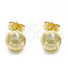 Oro Laminado Stud Earring, Gold Filled Style Diamond Cutting Finish, Golden Finish, 02.100.0113