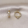 Oro Laminado Huggie Hoop, Gold Filled Style Ball Design, with Ivory Pearl, Polished, Golden Finish, 02.213.0642.14