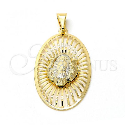 Oro Laminado Religious Pendant, Gold Filled Style Guadalupe Design, Polished, Golden Finish, 05.09.0032