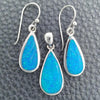 Sterling Silver Earring and Pendant Adult Set, Teardrop Design, with Bermuda Blue Opal, Polished, Silver Finish, 10.391.0027