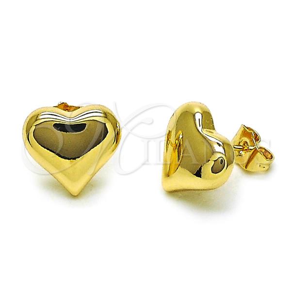 Oro Laminado Stud Earring, Gold Filled Style Chunky Design, Polished, Golden Finish, 02.195.0313