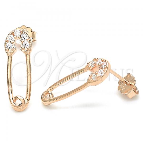 Sterling Silver Stud Earring, with White Cubic Zirconia, Polished, Rose Gold Finish, 02.336.0003.1