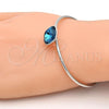 Rhodium Plated Individual Bangle, with Indicolite Swarovski Crystals, Polished, Rhodium Finish, 07.239.0010.2 (02 MM Thickness, One size fits all)
