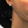 Stainless Steel Stud Earring, Flower Design, with White Crystal, Polished, Golden Finish, 02.271.0020.6