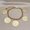 Oro Laminado Charm Bracelet, Gold Filled Style Rolo Design, Polished, Golden Finish, 03.331.0242.08