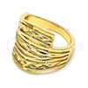 Oro Laminado Elegant Ring, Gold Filled Style Diamond Cutting Finish, Golden Finish, 01.233.0031.09