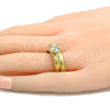 Stainless Steel Wedding Ring, with White Cubic Zirconia, Diamond Cutting Finish, Golden Finish, 01.223.0001.07 (Size 7)